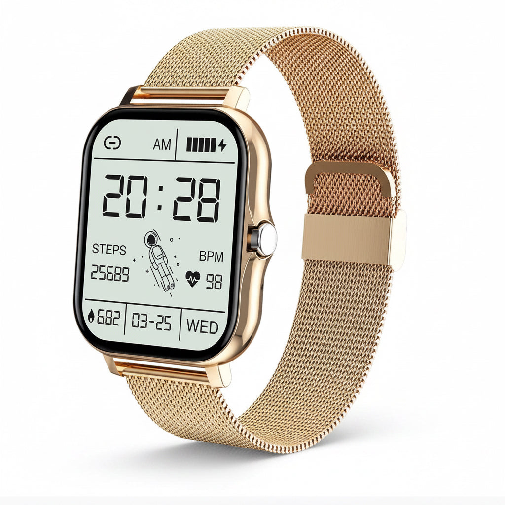 TruePulse mesh strap smart watch fitness tracker with touch screen