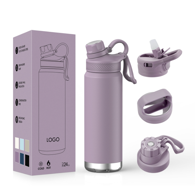 Double-layer stainless steel sports water bottle