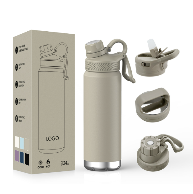 Double-layer stainless steel sports water bottle
