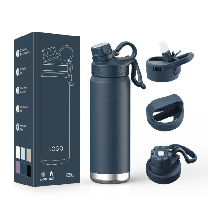 Double-layer stainless steel sports water bottle