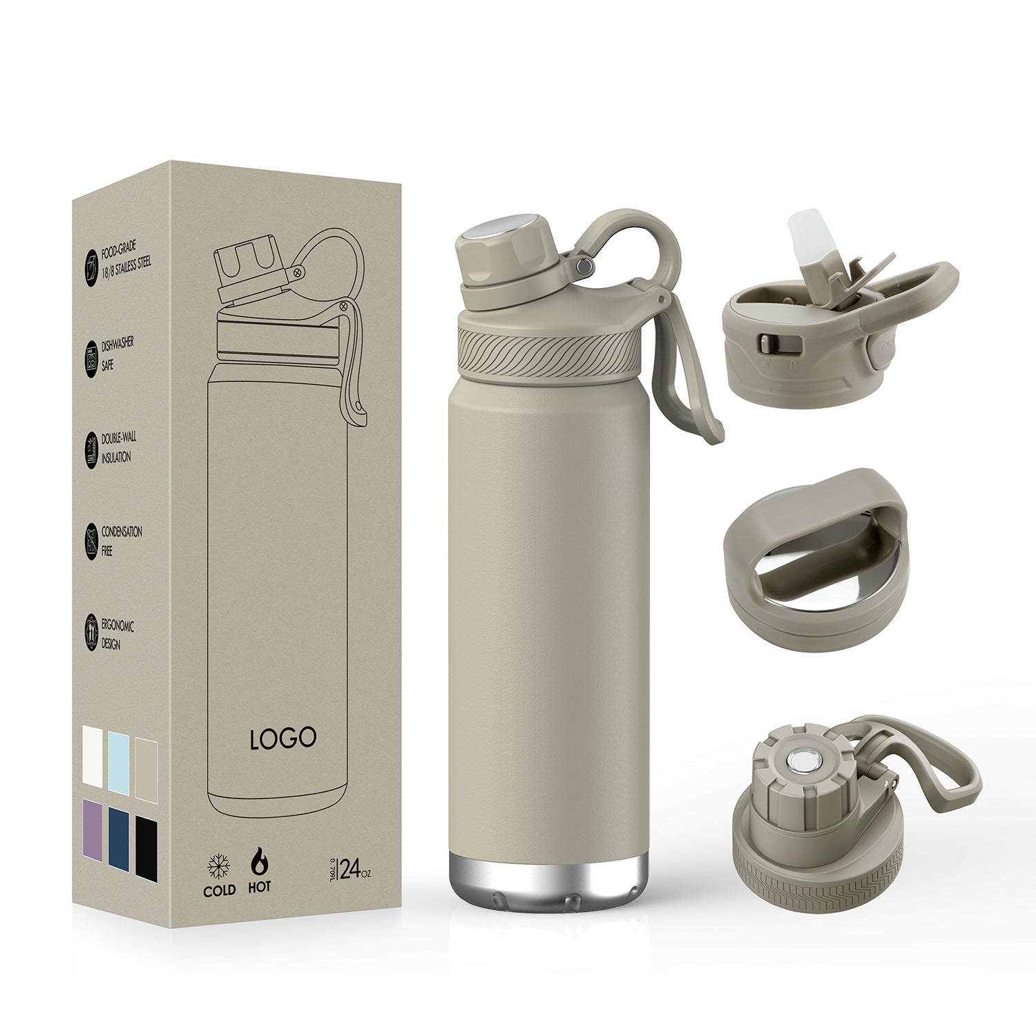 Double-layer stainless steel sports water bottle
