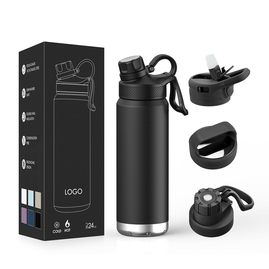 Double-layer stainless steel sports water bottle